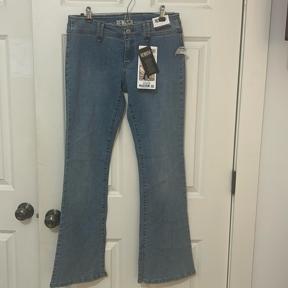 Rewash low rise jeans Y2K bootcut size 3/26 blue crosshatch Denim NWT - Picture 1 of 9
